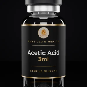 Acetic Acid 3ml vial by Pure Glow Health – matte black and gold label, sterile diluent