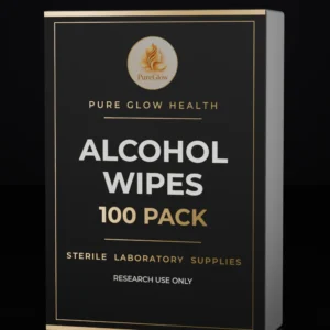 Pure Glow Health 100 pack sterile alcohol wipes for laboratory use, black and gold carton