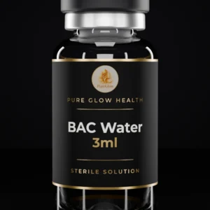 BAC Water 3ml vial by Pure Glow Health – matte black and gold label, sterile solution