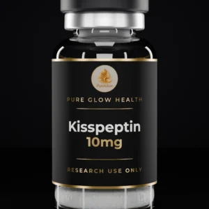 Kisspeptin 10mg vial by Pure Glow Health – matte black and gold label, research use only