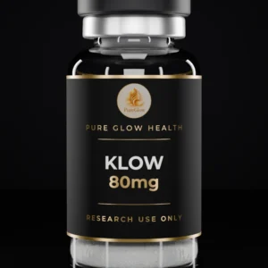 KLOW 80mg vial by Pure Glow Health – matte black and gold label, research use only